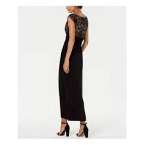 Connected Apparel Size 14 Sparkle Overlay Black Evening Dress Sleeveless Formal - Picture 3 of 15
